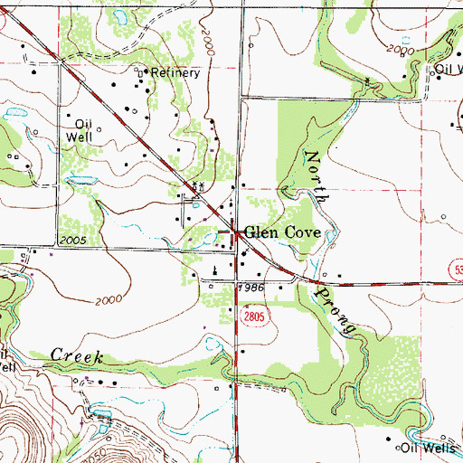 Topographic Map of Glen Cove, TX