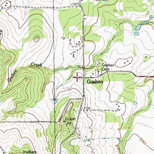 Topographic Map of Goshen, TX