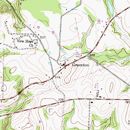 Topographic Map of Graceton, TX
