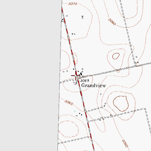 Topographic Map of Grandview, TX