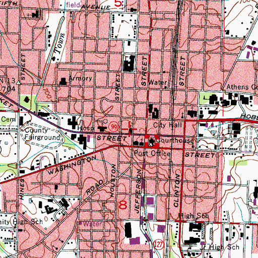 Topographic Map of First Christian Church, AL