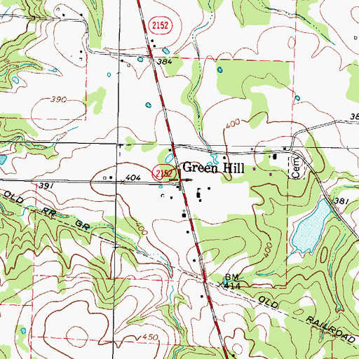 Topographic Map of Green Hill, TX