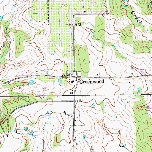 Topographic Map of Greenwood, TX