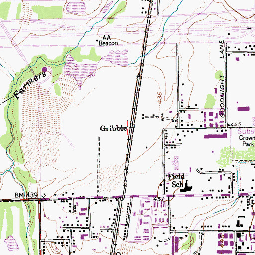 Topographic Map of Gribble, TX
