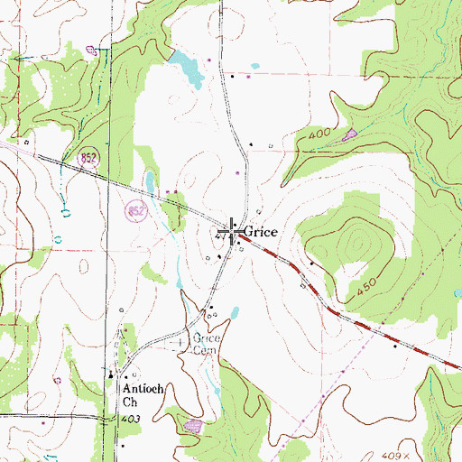 Topographic Map of Grice, TX
