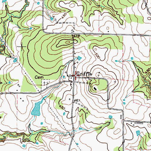 Topographic Map of Griffin, TX