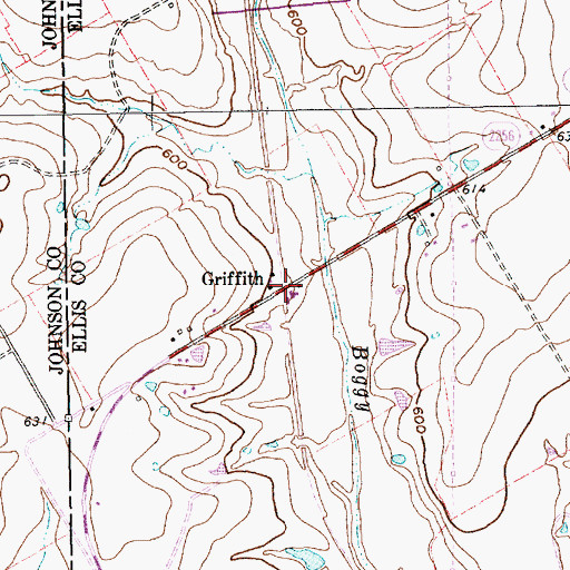 Topographic Map of Griffith, TX