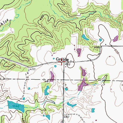 Topographic Map of Grubbe, TX
