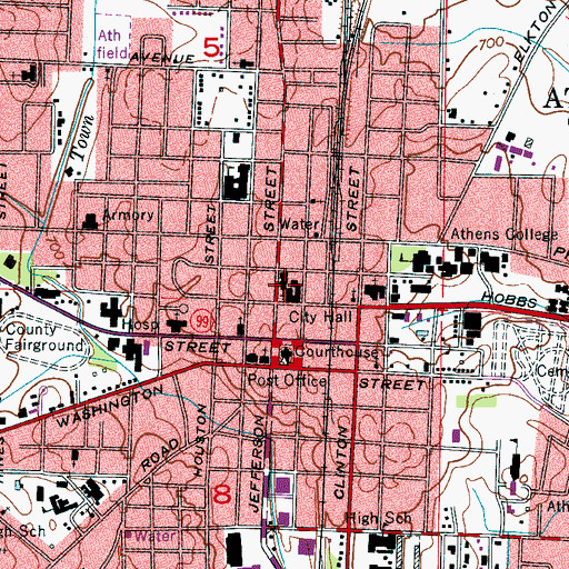 Topographic Map of First United Methodist Church, AL