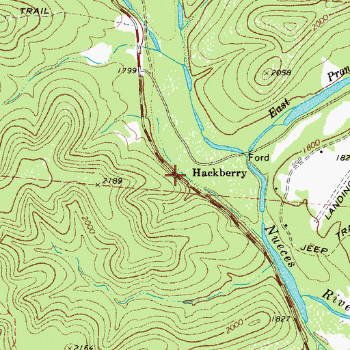 Topographic Map of Hackberry, TX