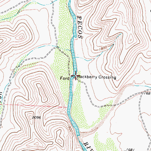 Topographic Map of Hackberry Crossing, TX
