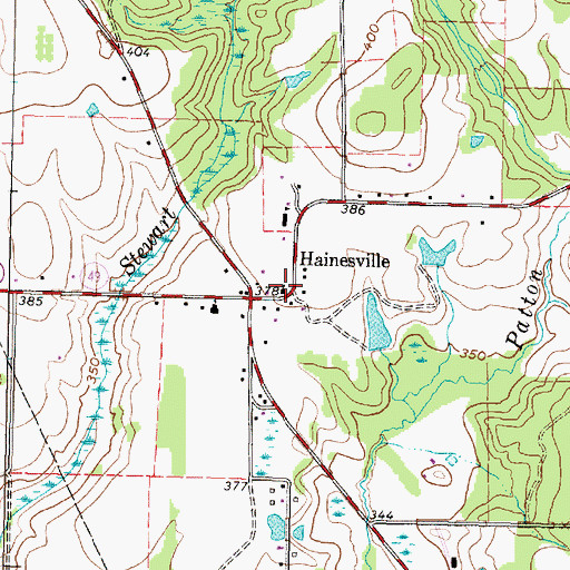 Topographic Map of Hainesville, TX
