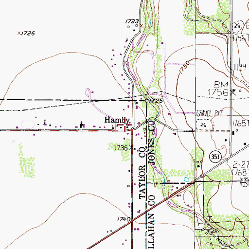 Topographic Map of Hamby, TX