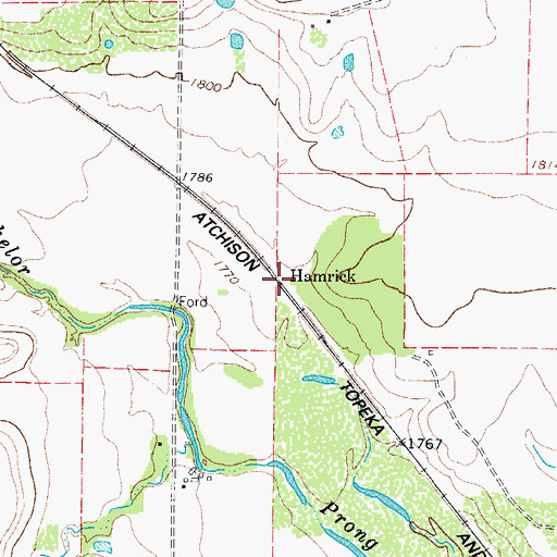Topographic Map of Hamrick, TX