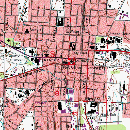Topographic Map of First Presbyterian Church, AL