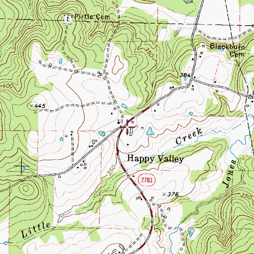 Topographic Map of Happy Valley, TX