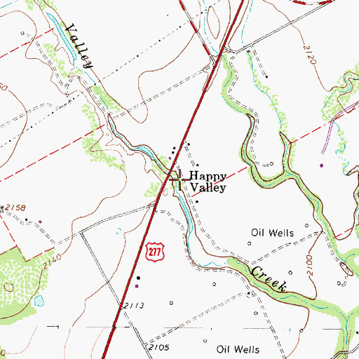 Topographic Map of Happy Valley, TX