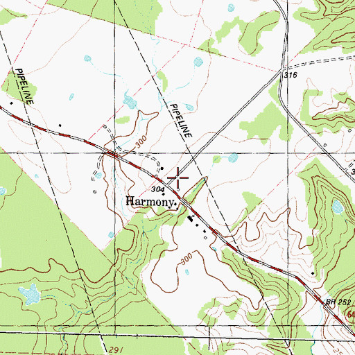 Topographic Map of Harmony, TX
