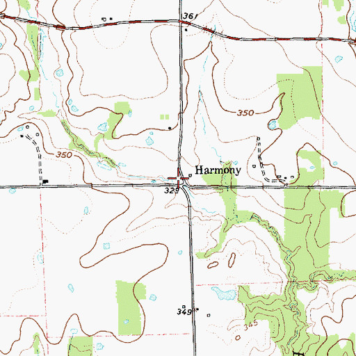 Topographic Map of Harmony, TX