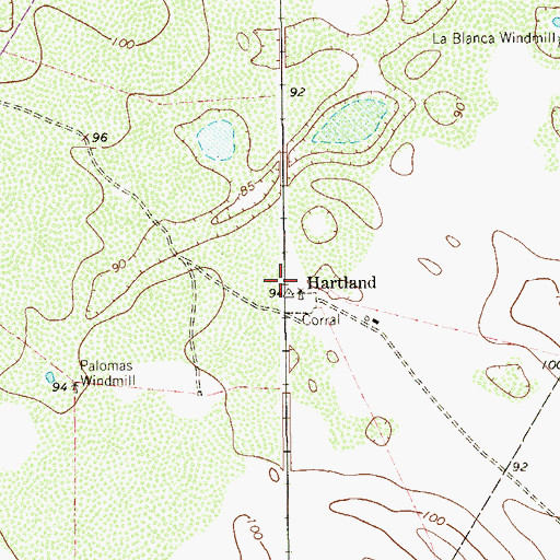 Topographic Map of Hartland, TX
