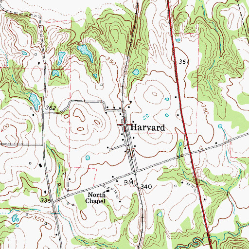 Topographic Map of Harvard, TX
