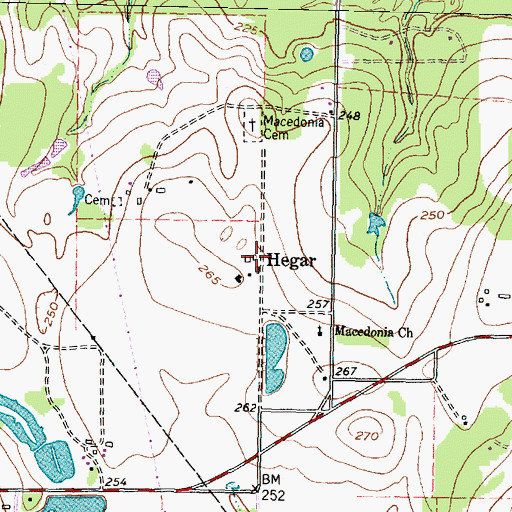 Topographic Map of Hegar, TX