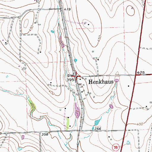 Topographic Map of Henkhaus, TX
