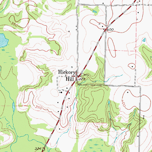 Topographic Map of Hickory Hill, TX