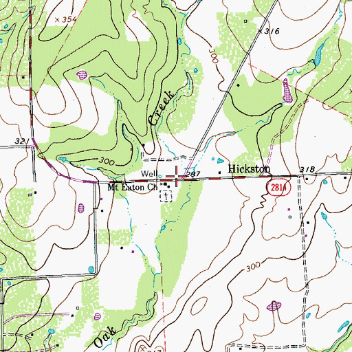 Topographic Map of Hickston, TX