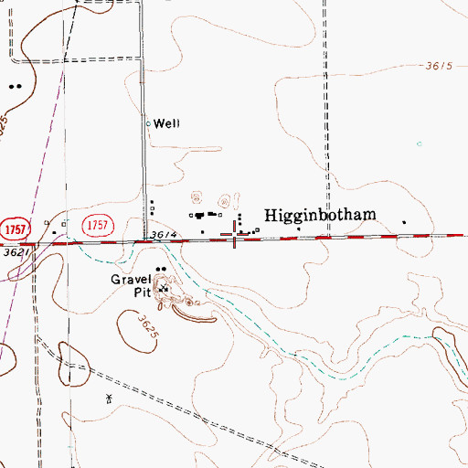 Topographic Map of Higginbotham, TX