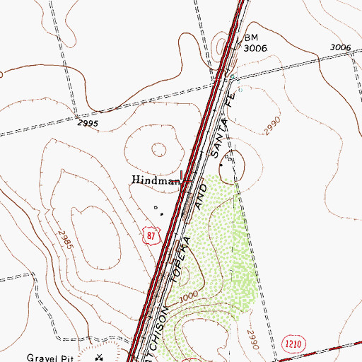 Topographic Map of Hindman, TX