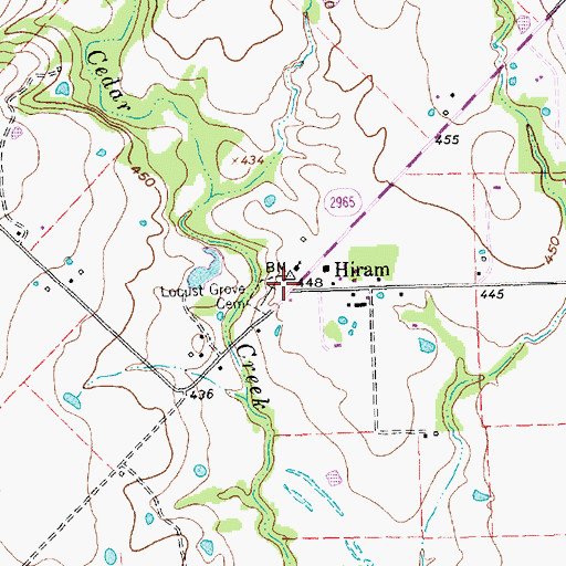 Topographic Map of Hiram, TX