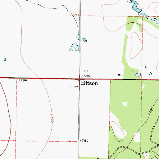 Topographic Map of Hitson, TX