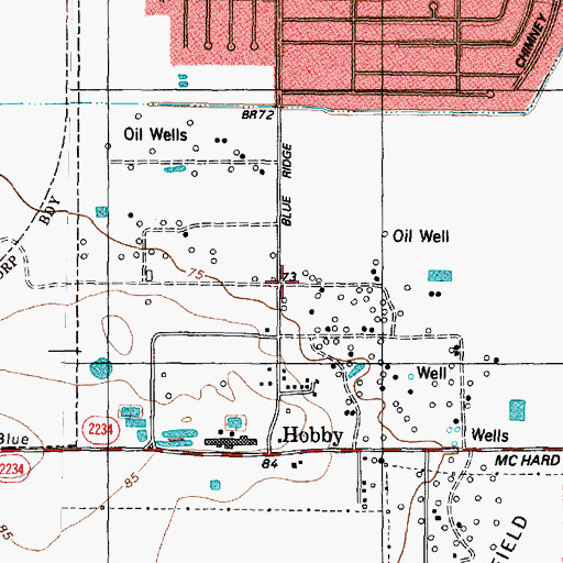 Topographic Map of Hobby, TX
