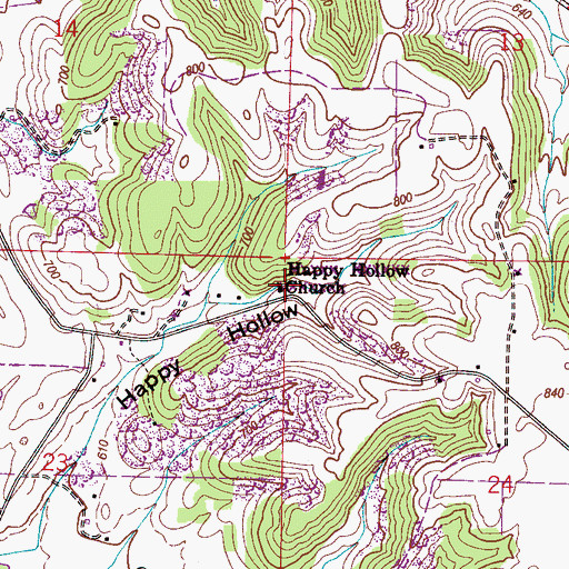 Topographic Map of Happy Hollow Church (historical), AL