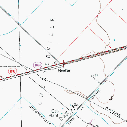 Topographic Map of Hoefer, TX