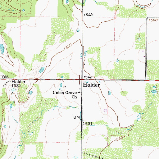 Topographic Map of Holder, TX