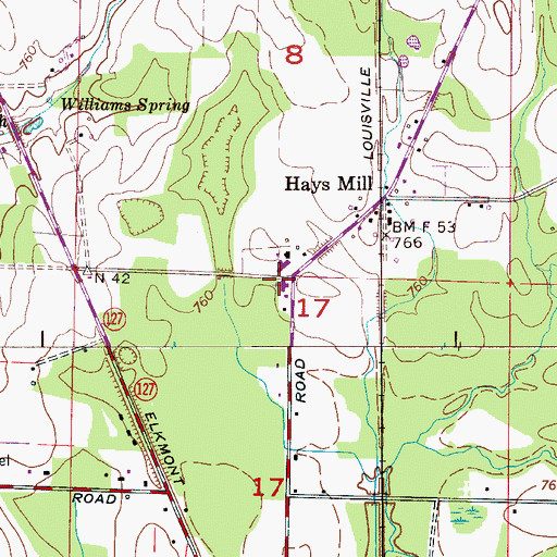 Topographic Map of Hays Mill Church, AL