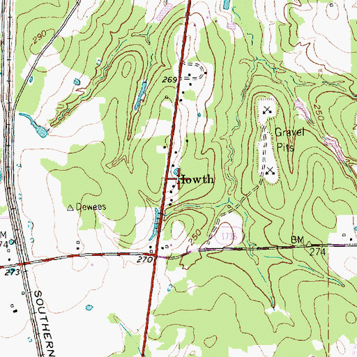 Topographic Map of Howth, TX