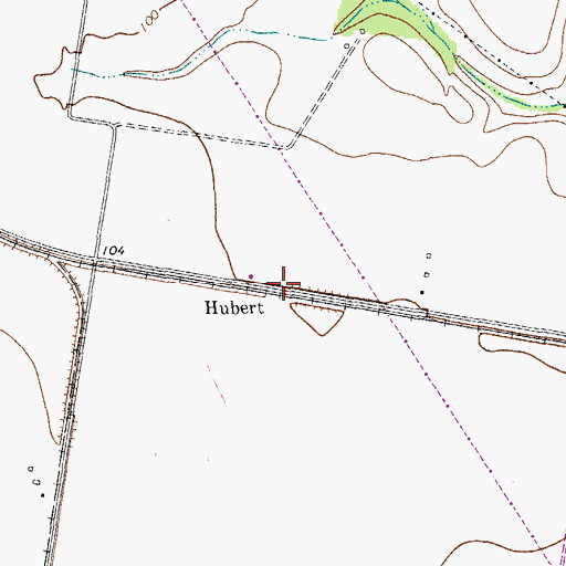 Topographic Map of Hubert, TX