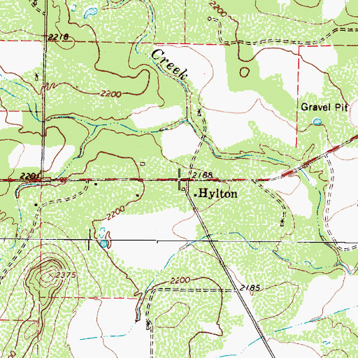 Topographic Map of Hylton, TX