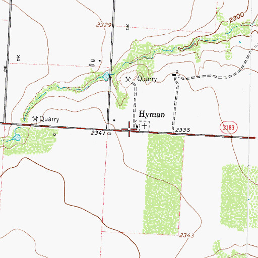 Topographic Map of Hyman, TX