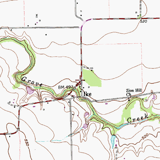 Topographic Map of Ike, TX