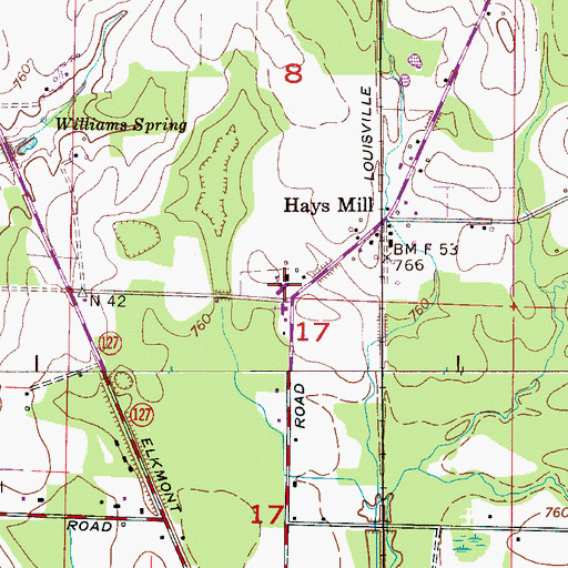 Topographic Map of Hays Mill School (historical), AL