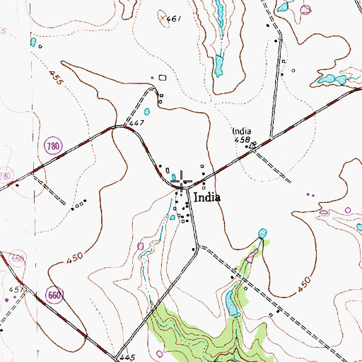 Topographic Map of India, TX
