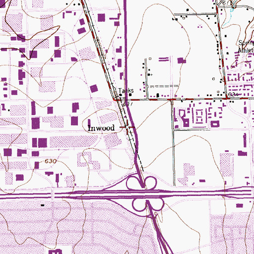 Topographic Map of Inwood, TX