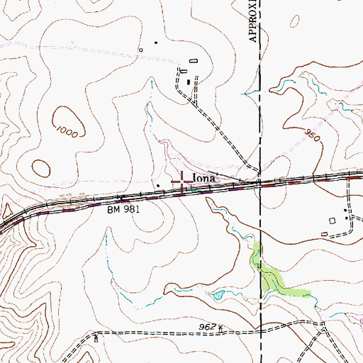 Topographic Map of Iona, TX