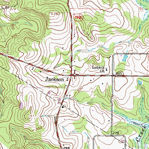 Topographic Map of Jackson, TX
