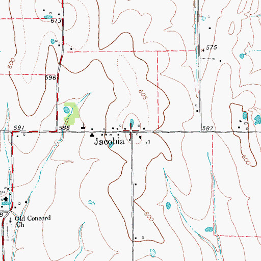 Topographic Map of Jacobia, TX