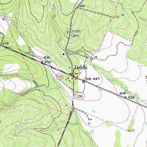 Topographic Map of Jeddo, TX